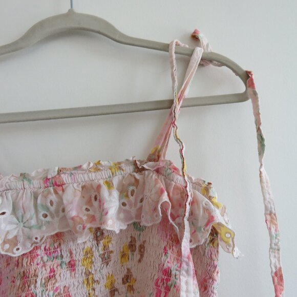 POLO RALPH LAUREN Floral Ruffled Peplum Tank Top Eyelet Pastel Cottage Preppy - Picture 8 of 13